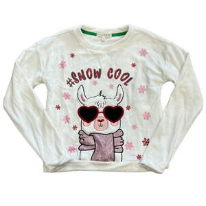 Margaux & Lexi White Cool Llama Fuzzy Sweater 10-12